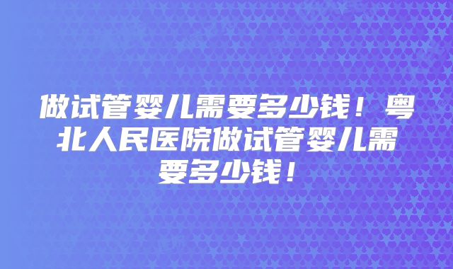 做试管婴儿需要多少钱！粤北人民医院做试管婴儿需要多少钱！