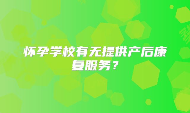 怀孕学校有无提供产后康复服务?