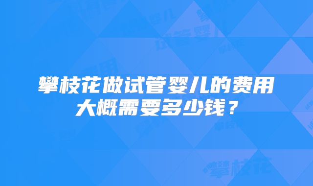 攀枝花做试管婴儿的费用大概需要多少钱？