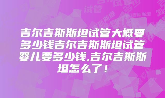 吉尔吉斯斯坦试管大概要多少钱吉尔吉斯斯坦试管婴儿要多少钱,吉尔吉斯斯坦怎么了！