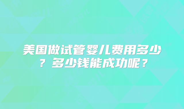 美国做试管婴儿费用多少？多少钱能成功呢？