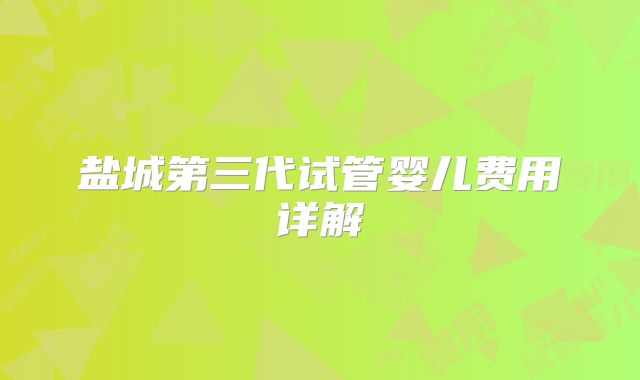 盐城第三代试管婴儿费用详解