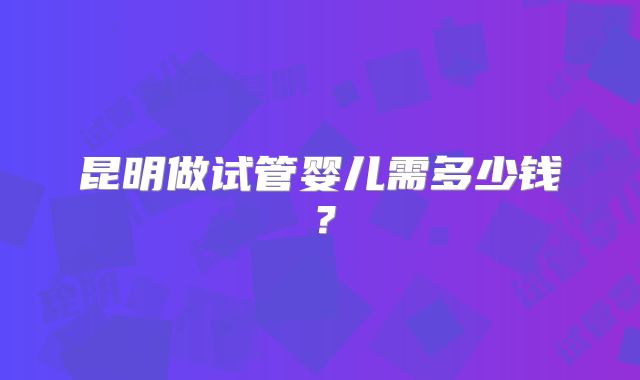 昆明做试管婴儿需多少钱?