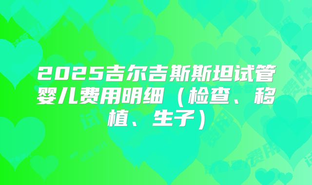 2025吉尔吉斯斯坦试管婴儿费用明细（检查、移植、生子）