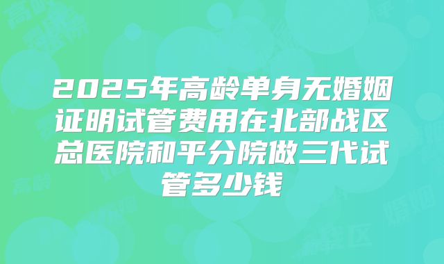 2025年高龄单身无婚姻证明试管费用在北部战区总医院和平分院做三代试管多少钱