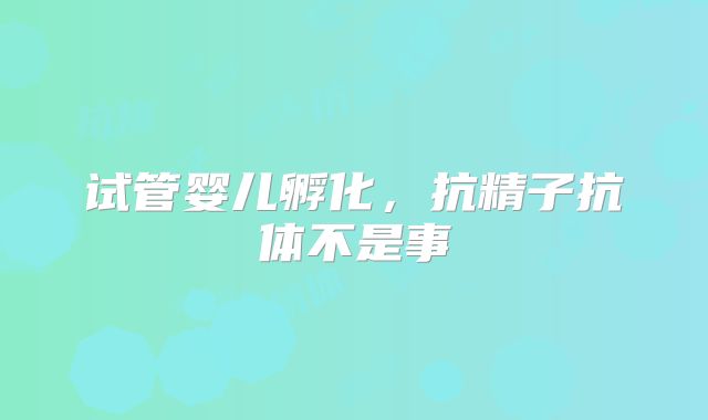 试管婴儿孵化，抗精子抗体不是事