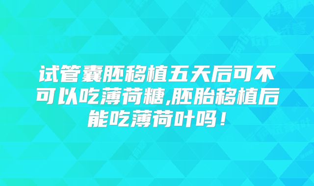 试管囊胚移植五天后可不可以吃薄荷糖,胚胎移植后能吃薄荷叶吗！