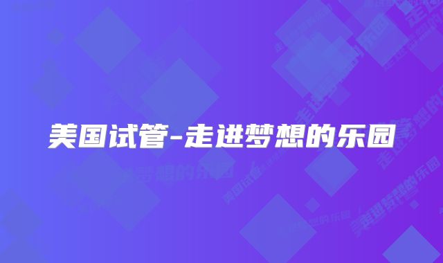 美国试管-走进梦想的乐园