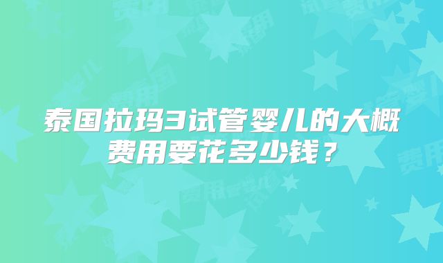 泰国拉玛3试管婴儿的大概费用要花多少钱?