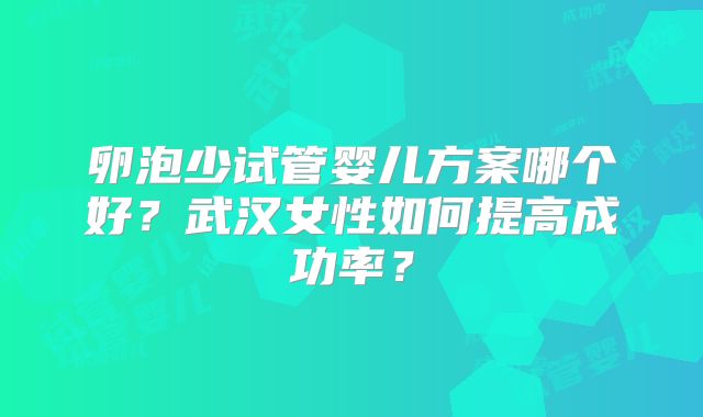 卵泡少试管婴儿方案哪个好？武汉女性如何提高成功率？