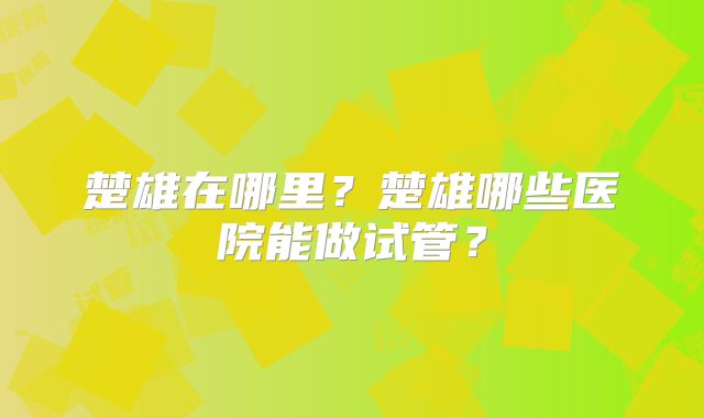楚雄在哪里?楚雄哪些医院能做试管?