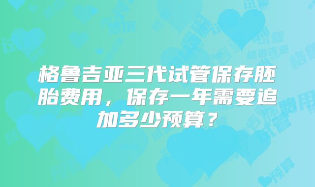 格鲁吉亚三代试管保存胚胎费用,保存一年需要追加多少预算?