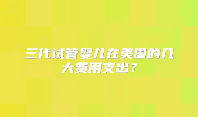 三代试管婴儿在美国的几大费用支出？