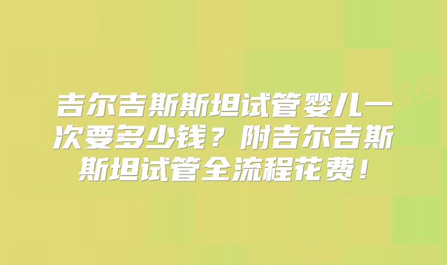吉尔吉斯斯坦试管婴儿一次要多少钱？附吉尔吉斯斯坦试管全流程花费！