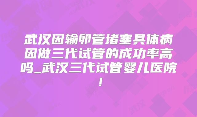 武汉因输卵管堵塞具体病因做三代试管的成功率高吗_武汉三代试管婴儿医院！