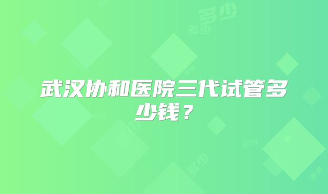 武汉协和医院三代试管多少钱？