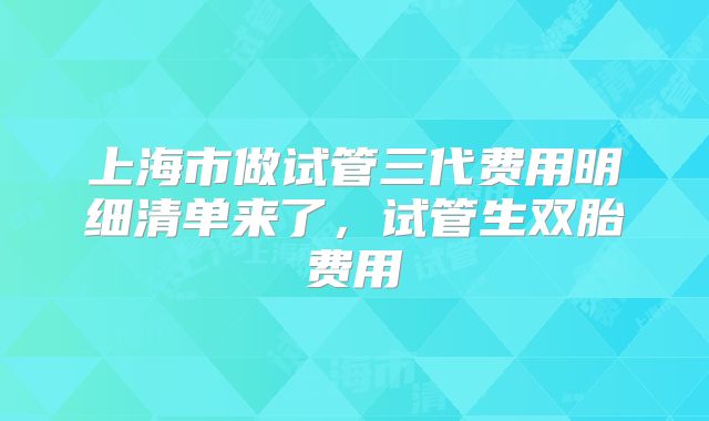 上海市做试管三代费用明细清单来了,试管生双胎费用