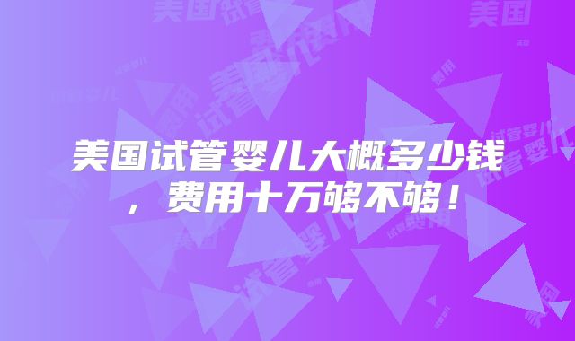 美国试管婴儿大概多少钱,费用十万够不够!