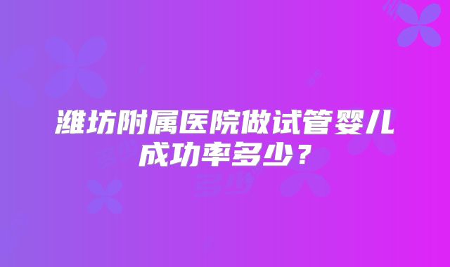 潍坊附属医院做试管婴儿成功率多少？