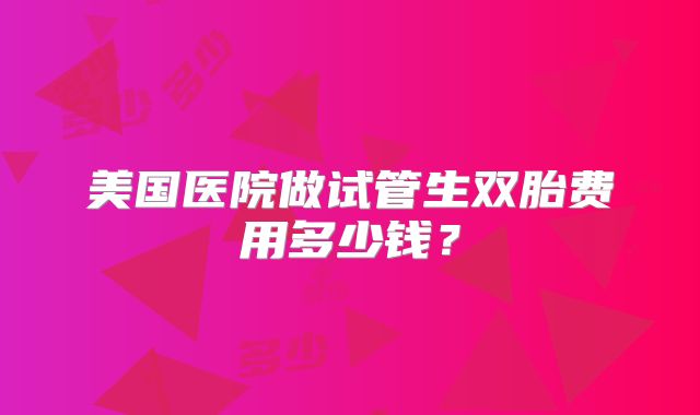 美国医院做试管生双胎费用多少钱?