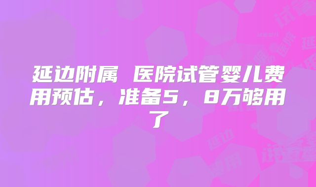 延边附属 医院试管婴儿费用预估，准备5，8万够用了