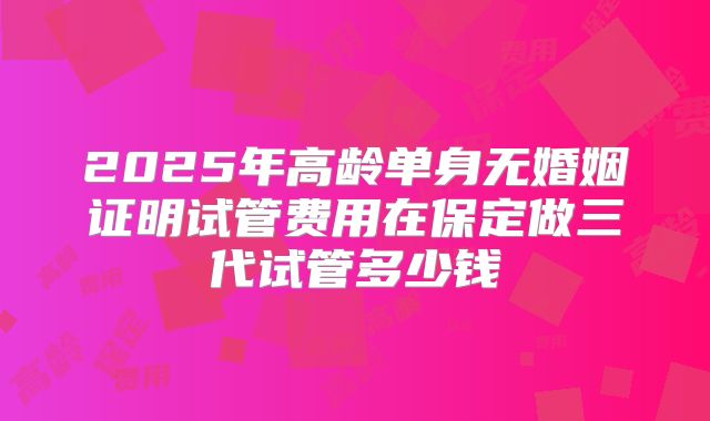 2025年高龄单身无婚姻证明试管费用在保定做三代试管多少钱