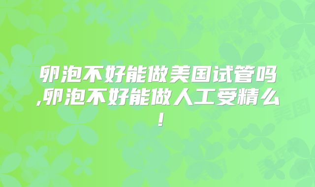 卵泡不好能做美国试管吗,卵泡不好能做人工受精么！