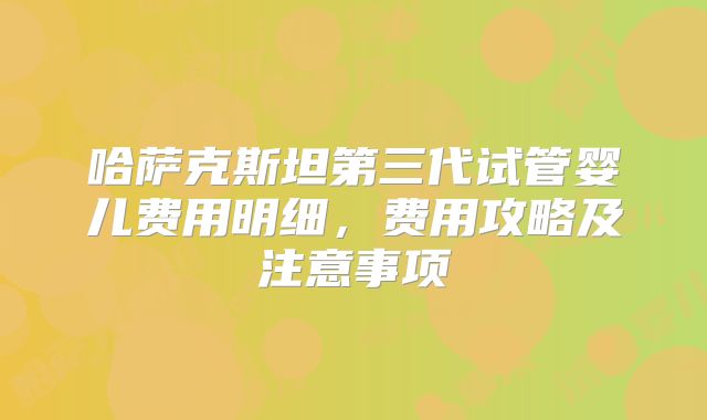 哈萨克斯坦第三代试管婴儿费用明细,费用攻略及注意事项