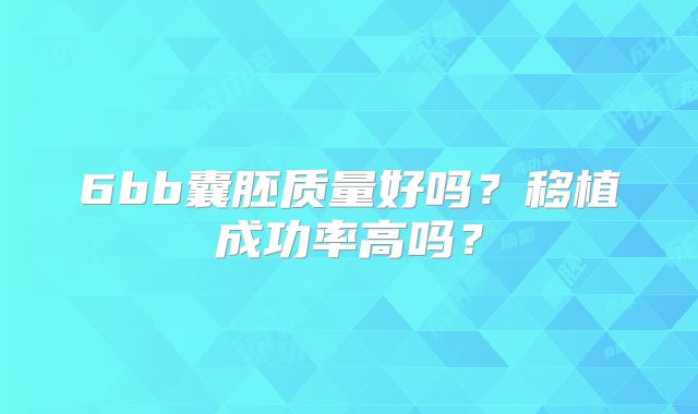6bb囊胚质量好吗？移植成功率高吗？