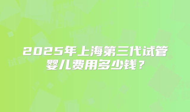 2025年上海第三代试管婴儿费用多少钱？
