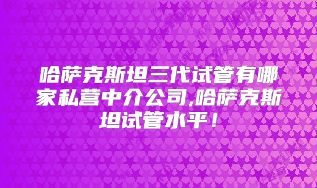 哈萨克斯坦三代试管有哪家私营中介公司,哈萨克斯坦试管水平！