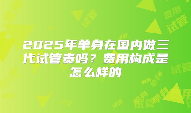 2025年单身在国内做三代试管贵吗？费用构成是怎么样的