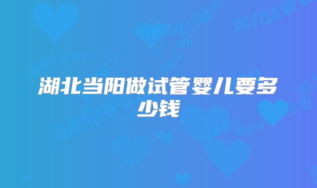 湖北当阳做试管婴儿要多少钱