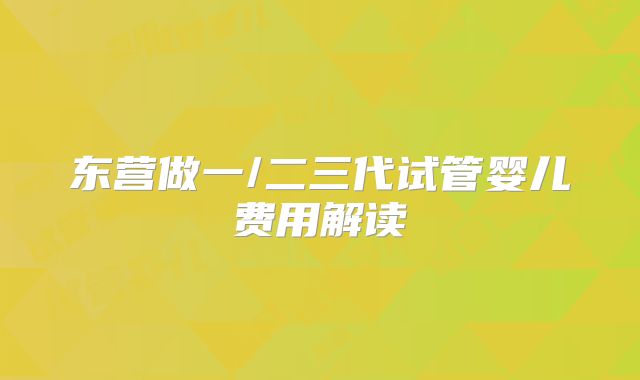 东营做一/二三代试管婴儿费用解读
