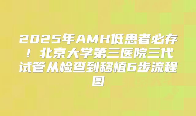 2025年AMH低患者必存！北京大学第三医院三代试管从检查到移植6步流程图