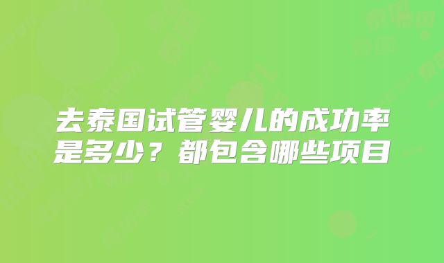 去泰国试管婴儿的成功率是多少？都包含哪些项目