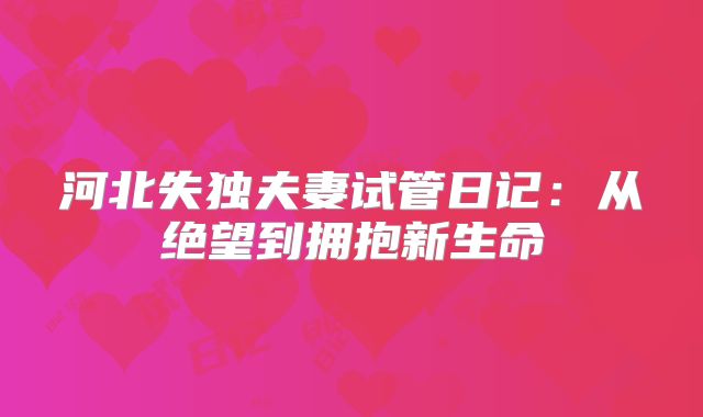河北失独夫妻试管日记：从绝望到拥抱新生命