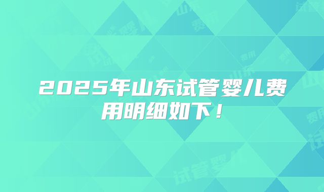 2025年山东试管婴儿费用明细如下！