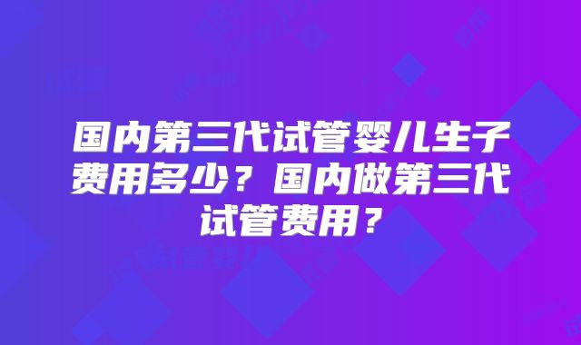 国内第三代试管婴儿生子费用多少？国内做第三代试管费用？