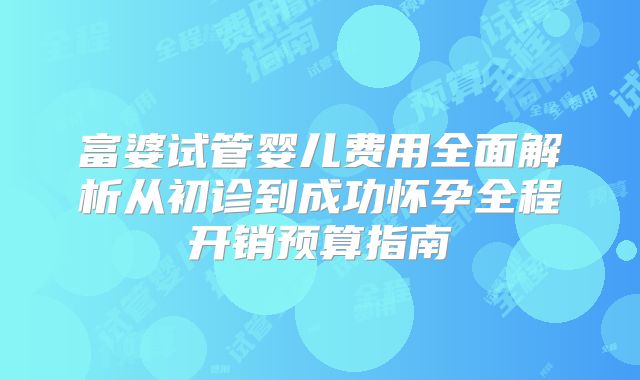 富婆试管婴儿费用全面解析从初诊到成功怀孕全程开销预算指南