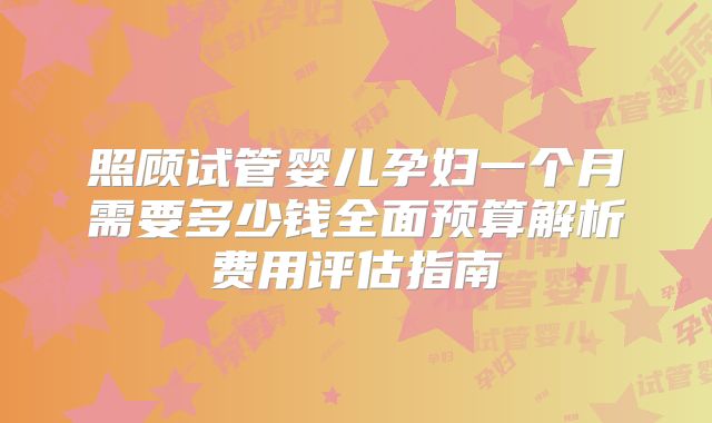 照顾试管婴儿孕妇一个月需要多少钱全面预算解析费用评估指南