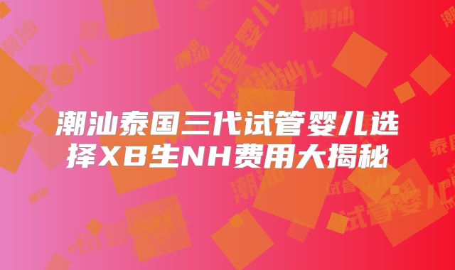 潮汕泰国三代试管婴儿选择XB生NH费用大揭秘
