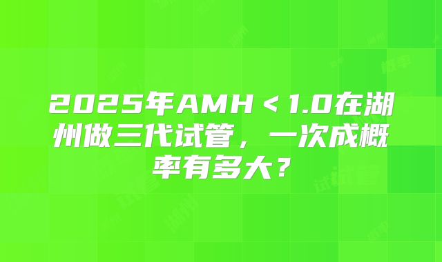 2025年AMH＜1.0在湖州做三代试管，一次成概率有多大？
