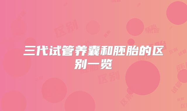 三代试管养囊和胚胎的区别一览
