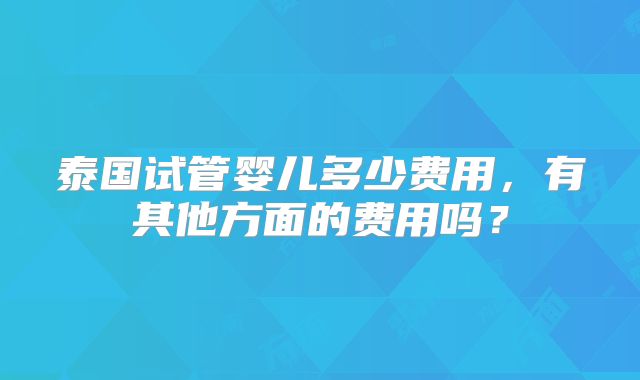 泰国试管婴儿多少费用,有其他方面的费用吗?
