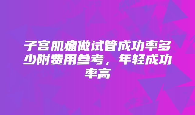 子宫肌瘤做试管成功率多少附费用参考，年轻成功率高