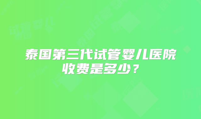 泰国第三代试管婴儿医院收费是多少？