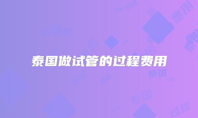 泰国做试管的过程费用