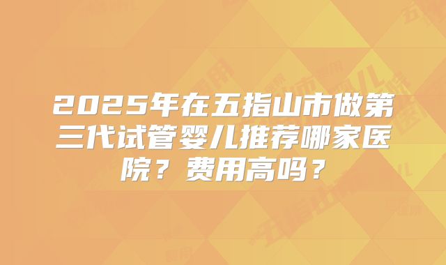 2025年在五指山市做第三代试管婴儿推荐哪家医院?费用高吗?