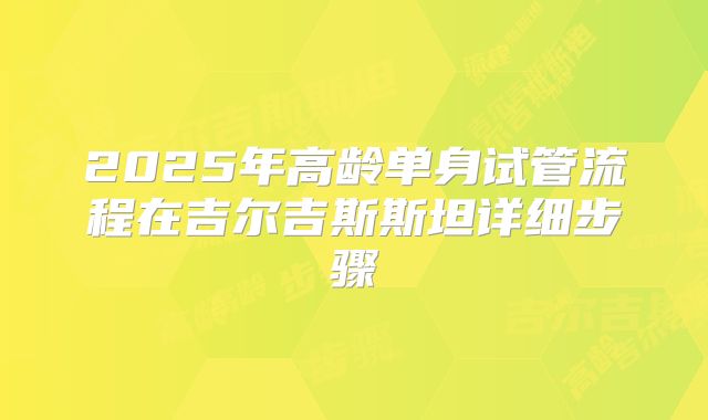 2025年高龄单身试管流程在吉尔吉斯斯坦详细步骤